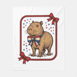 Couverture Polaire Chemise à nœud papillon capybara patriotique vinta