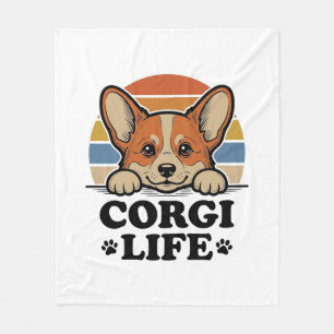Couverture Polaire Chemise Corgi Life Gravure Vintage Art Amoureux de