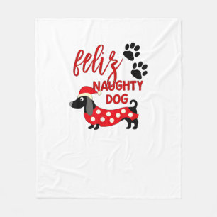 Couverture Polaire Chemise de Noël Dachshund _ Funny Feliz Naughty Do