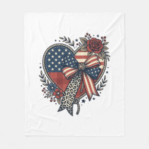 Couverture Polaire Chemise Fleurie à Nœud Papillon Cœur Patriotique V