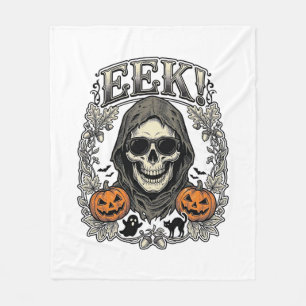 Couverture Polaire Chemise Graphique Crâne Halloween Gravure Vintage 