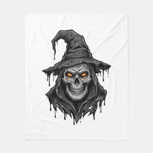Couverture Polaire Chemise Halloween Chapeau De Sorcière Crâne Gravur