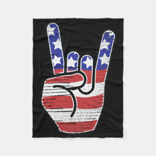 Couverture Polaire Chemise Rock N Roll Drapeau Usa Corne Signe Rétro