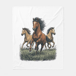 Couverture Polaire Chemise vectorielle occidentale de chevaux sauvage