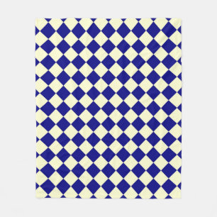 Couverture Polaire Chèque bleu jaune Motif diamant Blanche polaire