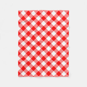 Couverture Polaire Chèques En vichy diagonales rouge et blanc de gran
