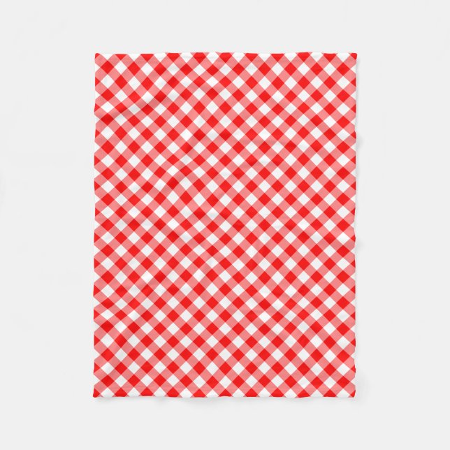 Couverture Polaire Chèques En vichy diagonales rouges et blanches de  (Devant)