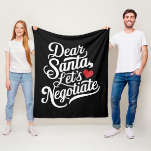 Couverture Polaire Cher Père Noël, négocions. Cadeau de Noël drôle