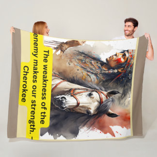 Couverture Polaire Cherokee Indian sur le cheval avec ces mots