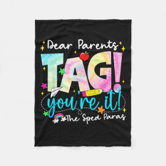 Couverture Polaire Chers parents Tag Amour Sped pour Dernier jour d'é