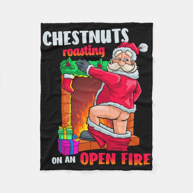 Couverture Polaire Chest Nuts Roasting Funny Naughty Santa Dirty Food (Devant)