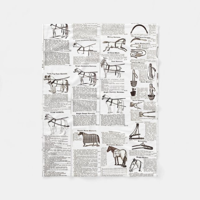 Couverture Polaire Cheval Antique Publicité Journal Art (Devant)