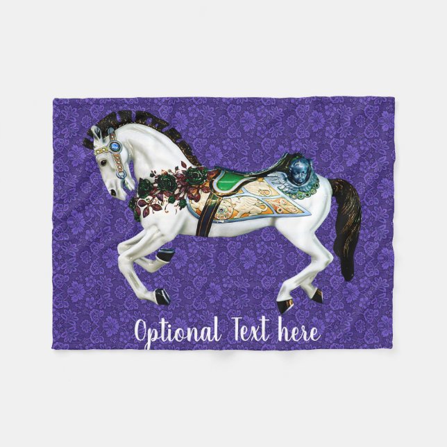 Couverture Polaire Cheval assez blanc de carrousel (Devant (Horizontal))