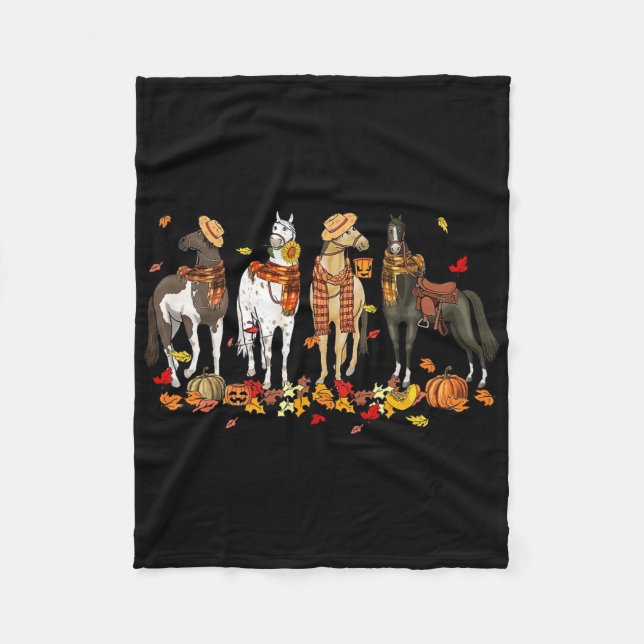 Couverture Polaire Cheval Automne Thanksgiving Cheval Automne Quitte  (Devant)