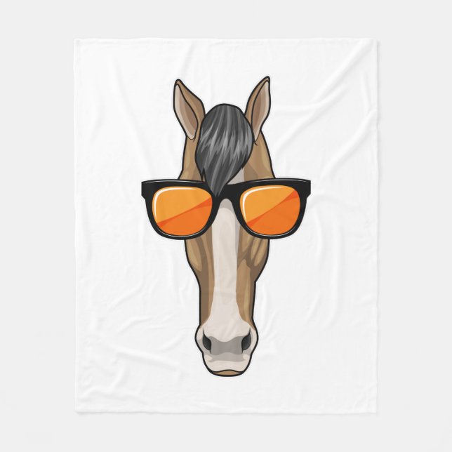 Couverture Polaire Cheval avec lunettes de soleil (Devant)