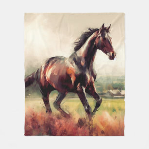 Couverture Polaire Cheval Brown de Noël Daté