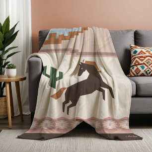 Couverture Polaire Cheval Brown sauvage du Sud-Ouest et Cactus
