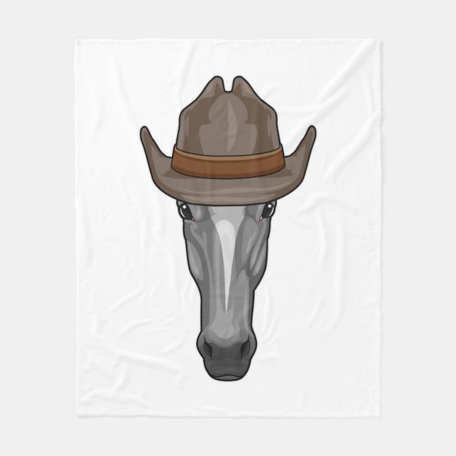 Couverture Polaire Cheval comme Cowboy avec Casquette (Devant)