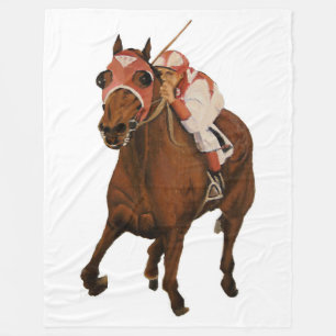 Couverture Polaire Cheval de course Pur-Sang classique gagne