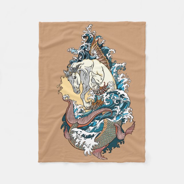 Couverture Polaire cheval de mer mythologique (Devant)