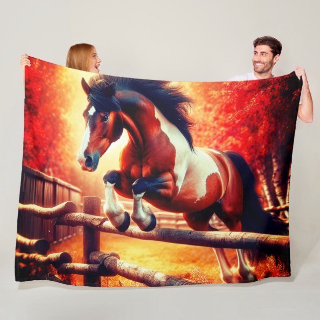 Couverture Polaire Cheval de saut (En situation)