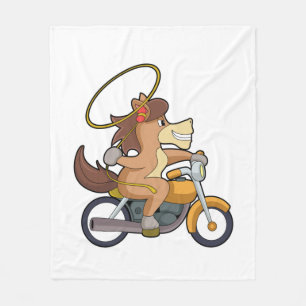 Couverture Polaire Cheval en Cowboy avec Lasso & Motorcycle