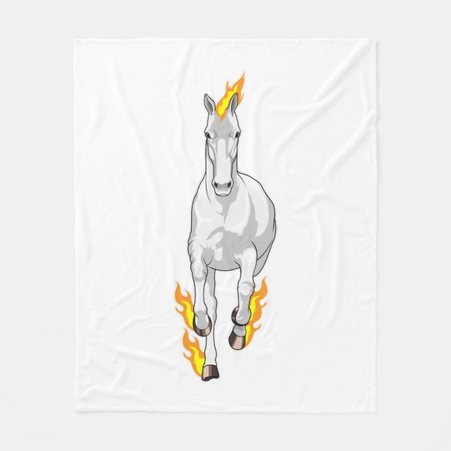 Couverture Polaire Cheval en flamme (Devant)