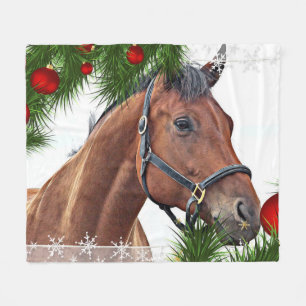 Couverture Polaire Cheval Noël équestre équine Cute Pony