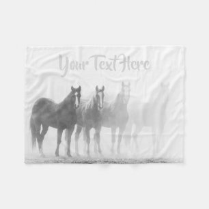 Couverture Polaire Cheval noir et blanc