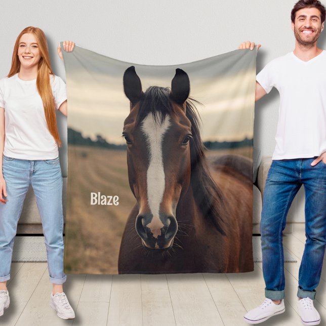 Couverture Polaire Cheval Personnalisé Lover Fleece Blanches Cowgirl  (Créateur téléchargé)