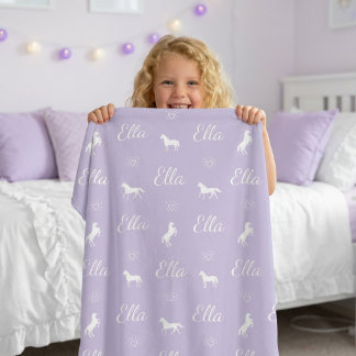Couverture Polaire Cheval Personnalisé Nom Filles Mignon