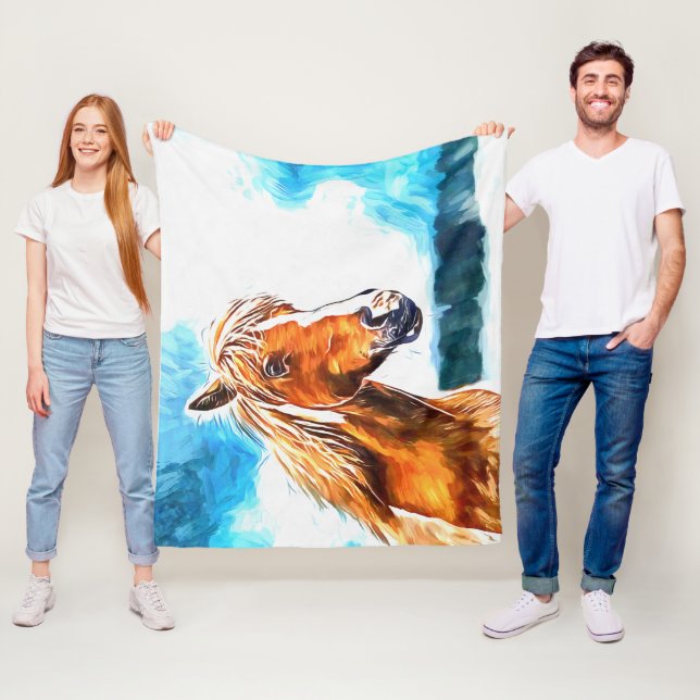 Couverture Polaire Cheval rouge sur le ciel Fleece Blanket (En situation)
