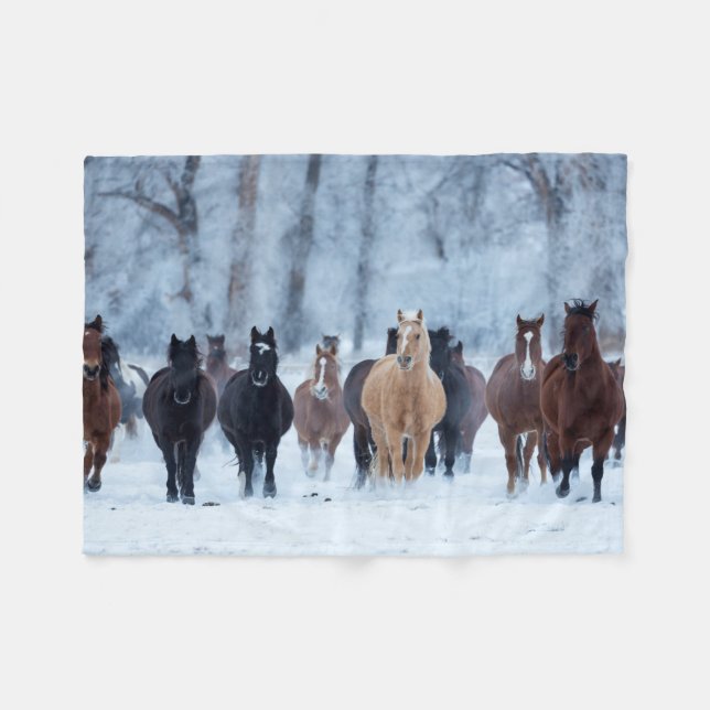 Couverture Polaire Chevaux dans le froid (Devant (Horizontal))
