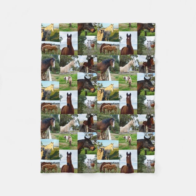 Couverture Polaire Chevaux Dans Un Collage Photo, (Devant)