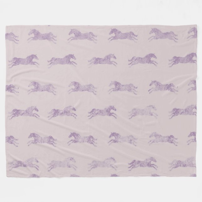Couverture Polaire Chevaux équestres classiques pourpres (Devant (Horizontal))