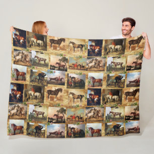 COUVERTURE POLAIRE CHEVAUX PEINTURES D'ART FIN PARCHEMENT, CHAUSSURES