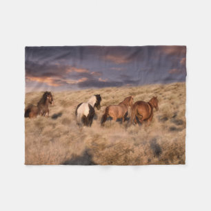 Couverture Polaire Chevaux sauvages en course