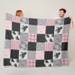 Couverture Polaire Chevaux sauvages et libres Patchwork - rose