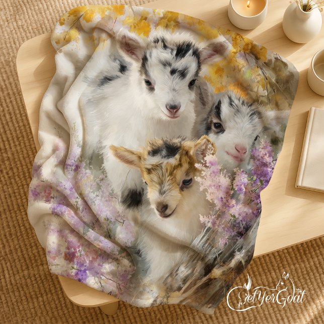 Couverture Polaire Chèvres bébés au feuillage d'automne 15 (Créateur téléchargé)