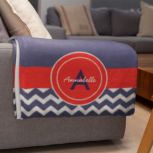 Couverture Polaire Chevron bleu foncé