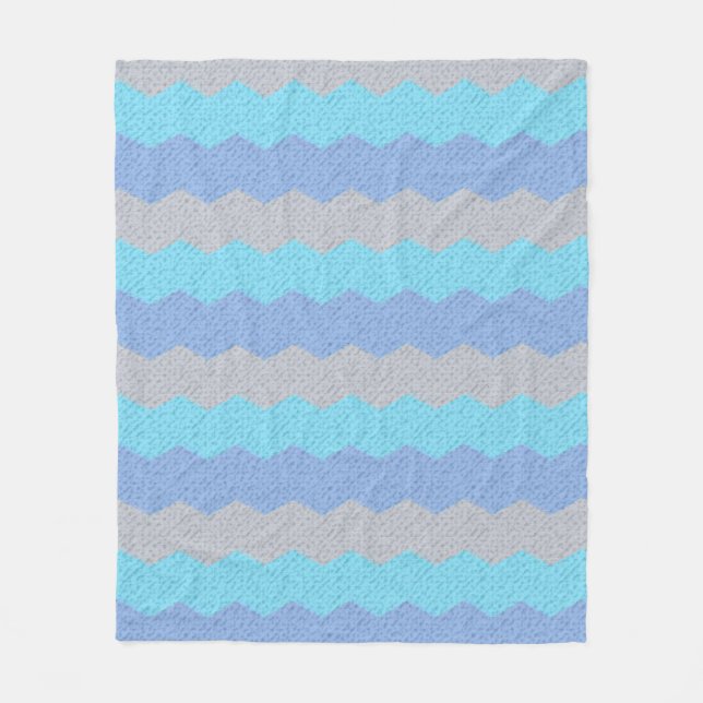 Couverture Polaire Chevron d'Aqua, bleu et gris (Devant)
