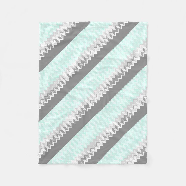 Couverture Polaire chevron gris turquoise (Devant)