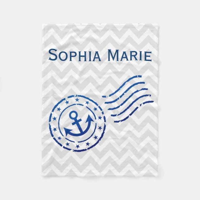 Couverture Polaire Chevron nautique et sceau d'Ancre (Devant)