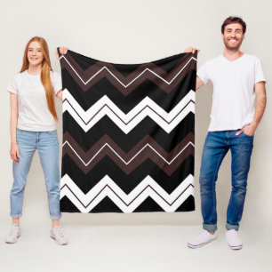 Couverture Polaire Chevron rayé noir blanc marron