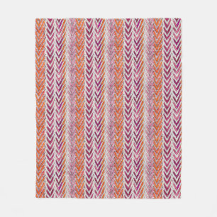 Couverture Polaire chevron rose orange mignon