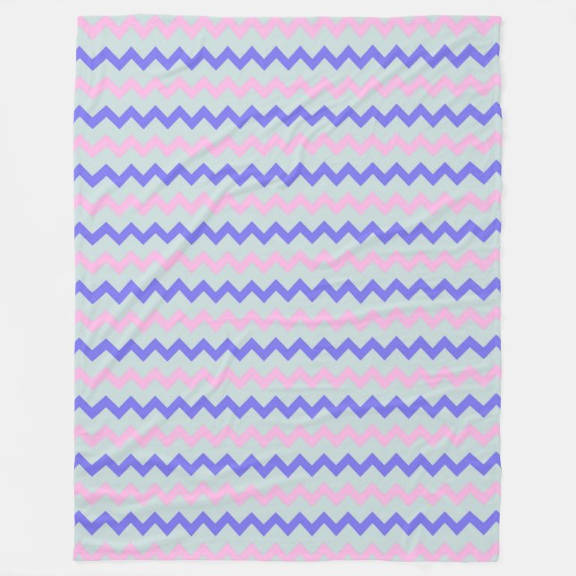 Couverture Polaire Chevron zigzag glace bleu rose cobalt (Devant)