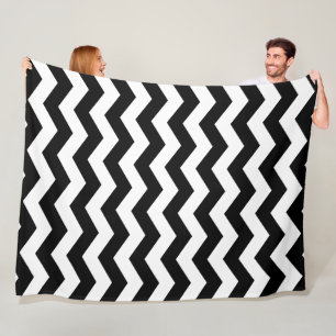 Couverture Polaire Chevron Zigzag Noir Et Blanc