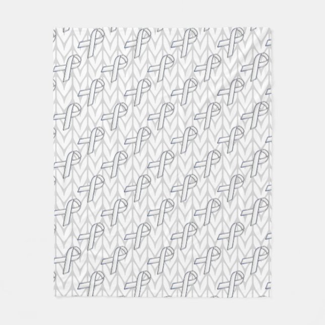 Couverture Polaire Chevrons blancs Knit Ribbon Sensibilisation Imprim (Devant)
