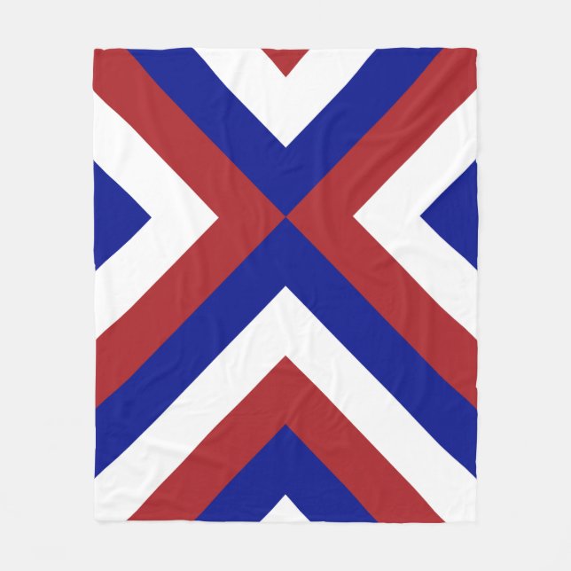 Couverture Polaire Chevrons rouge, blanc et bleu (Devant)