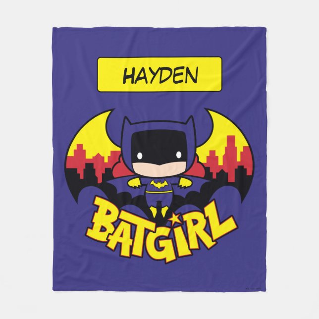 Couverture Polaire Chibi Batgirl avec Gotham Skyline & Logo (Devant)